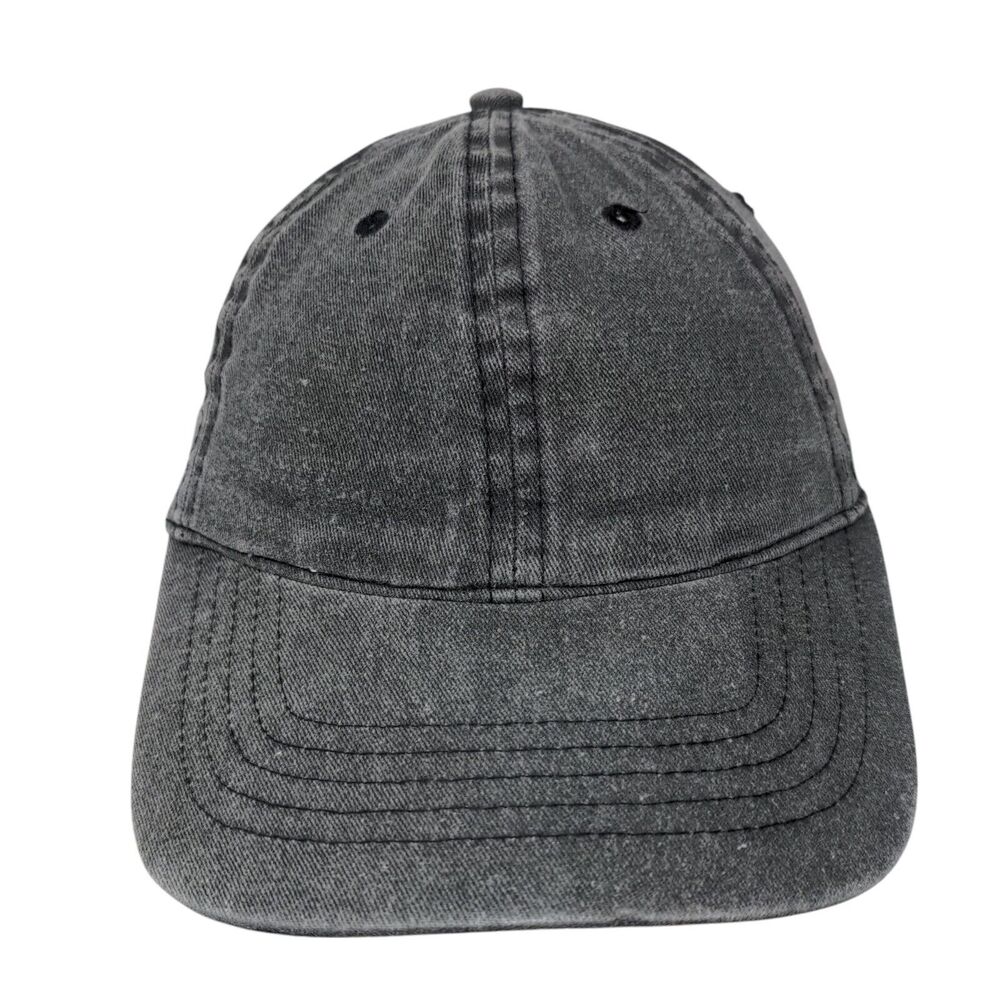 Unbranded Strapback Hat Solid Gray Black Soot Osf… - image 1